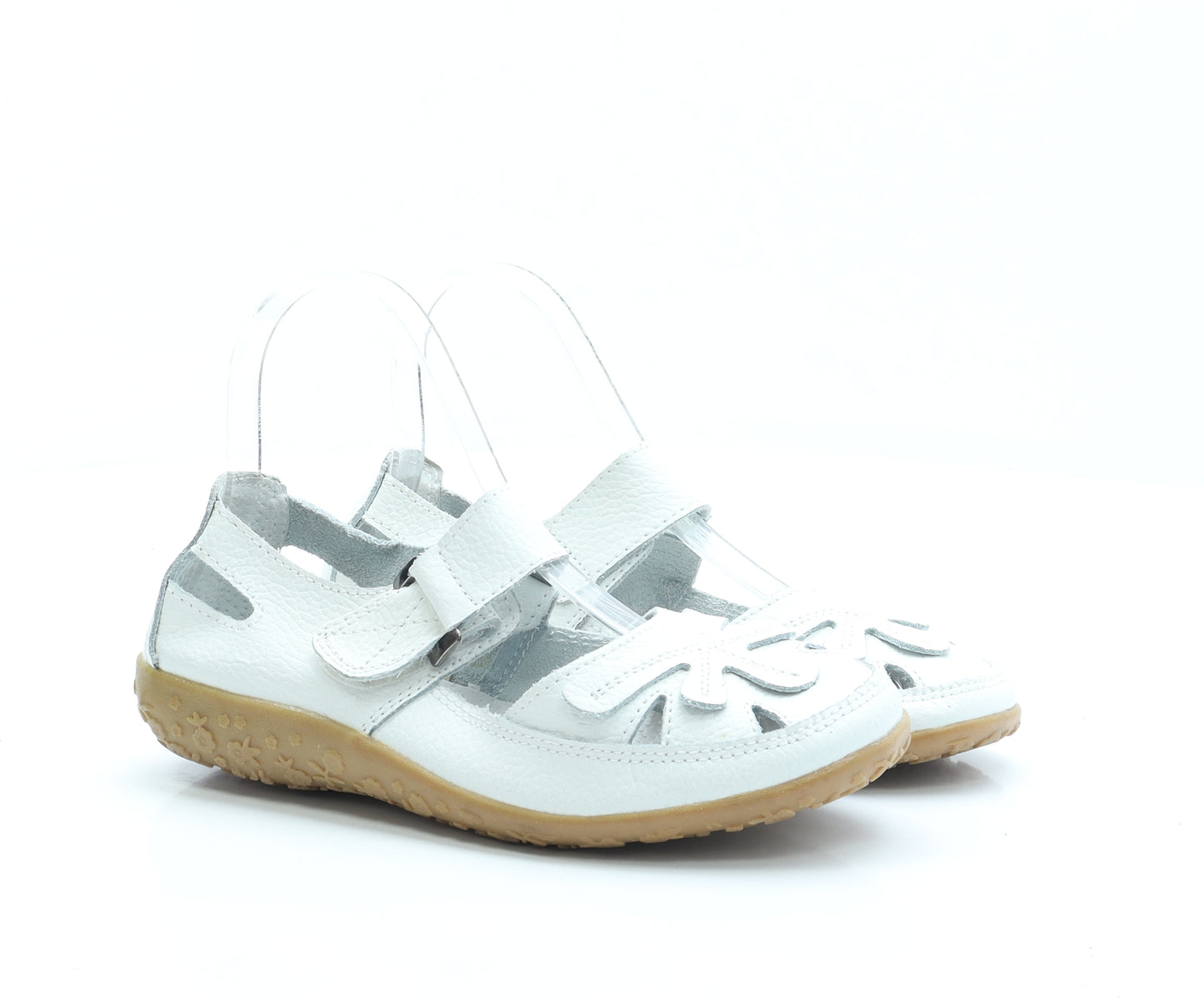 Avenue Womens White Faux Leather Flat Sandal UK 4