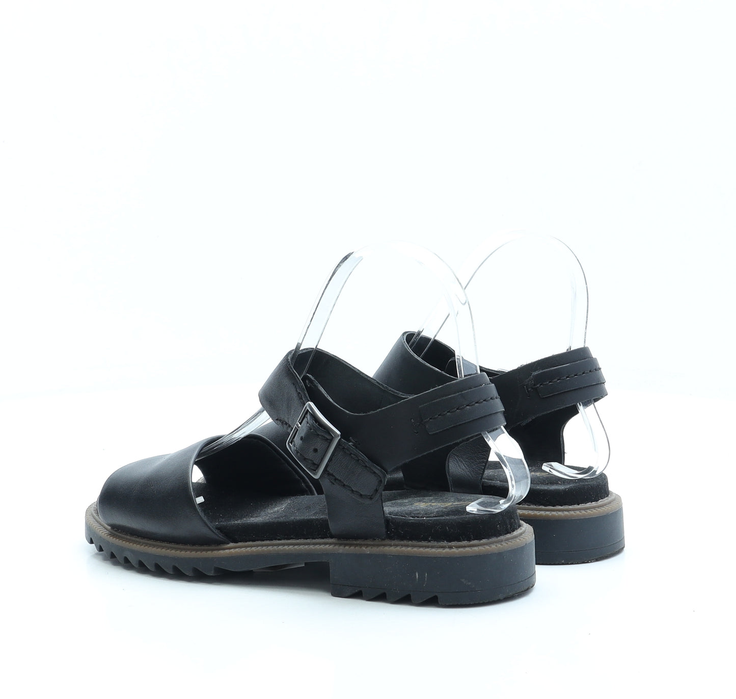 Clarks Womens Black Faux Leather Strappy Sandal UK 4