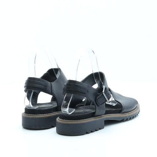 Clarks Womens Black Faux Leather Strappy Sandal UK 4