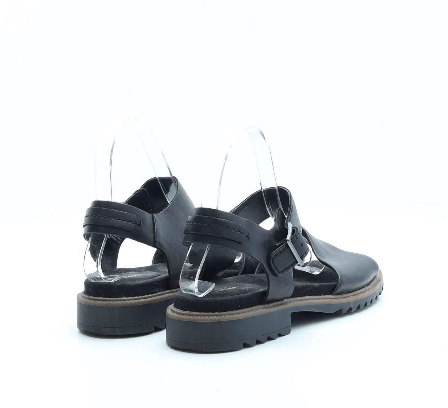 Clarks Womens Black Faux Leather Strappy Sandal UK 4