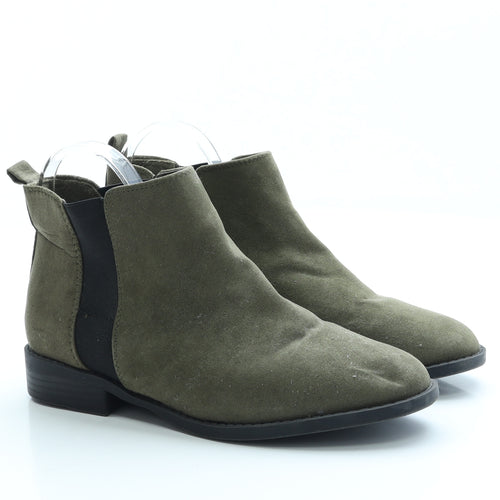 Primark Womens Green Polyester Chelsea Boot UK 5 EUR 38 US 7 - Wide Fit