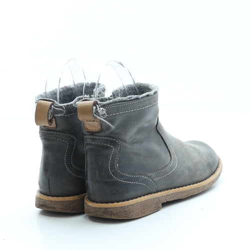 Clarks Girls Grey Polyester Chelsea Boot UK 11.5