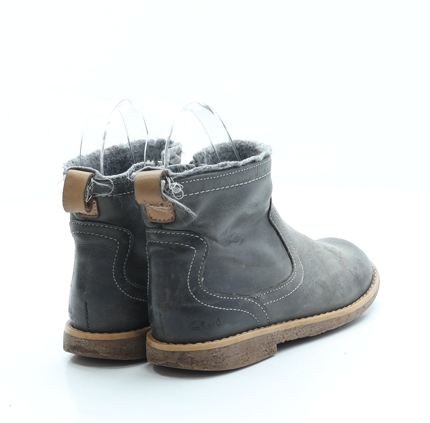 Clarks Girls Grey Polyester Chelsea Boot UK 11.5