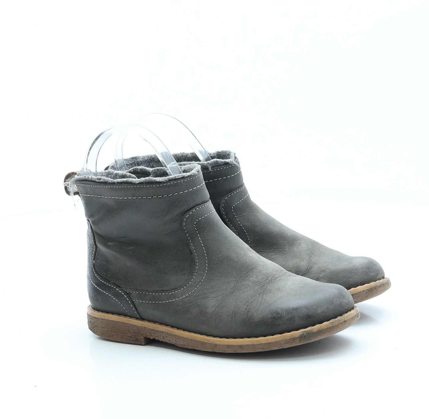 Clarks Girls Grey Polyester Chelsea Boot UK 11.5