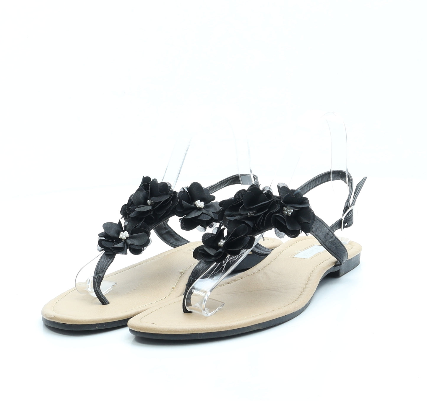 Primark Womens Black Polyester Slingback Sandal UK 7 EUR 40 US 9