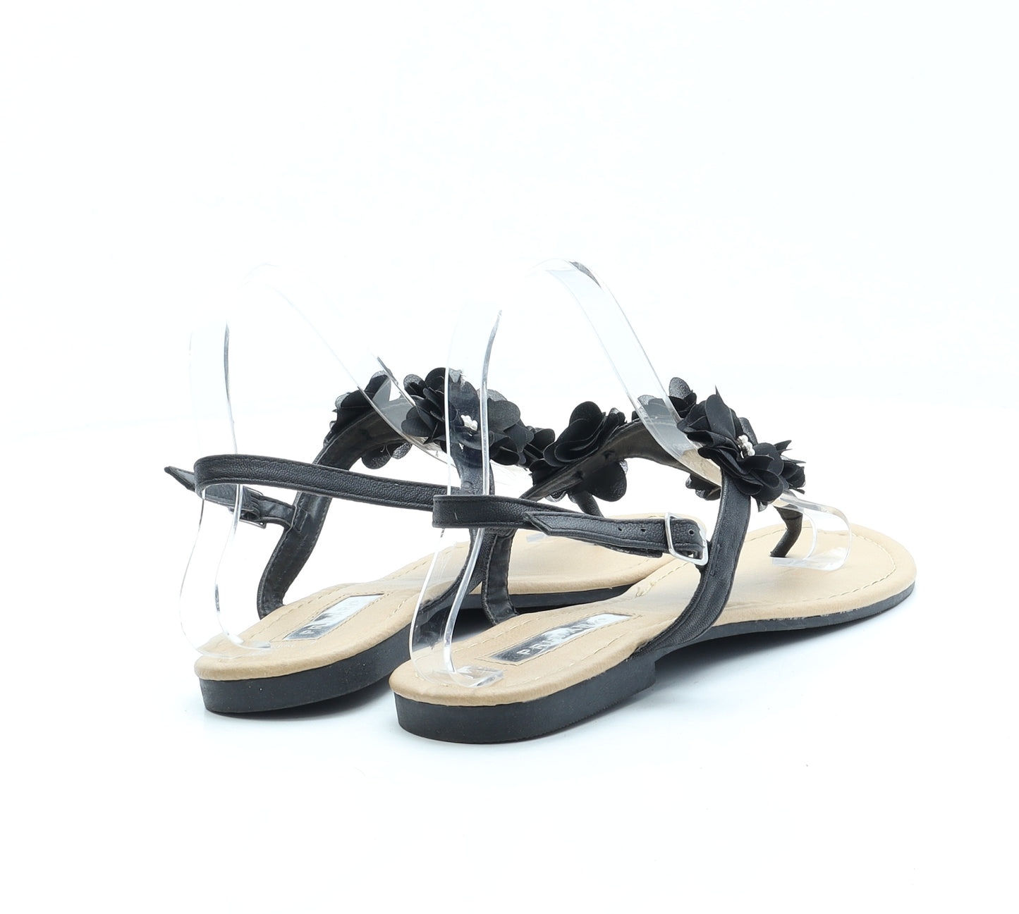 Primark Womens Black Polyester Slingback Sandal UK 7 EUR 40 US 9