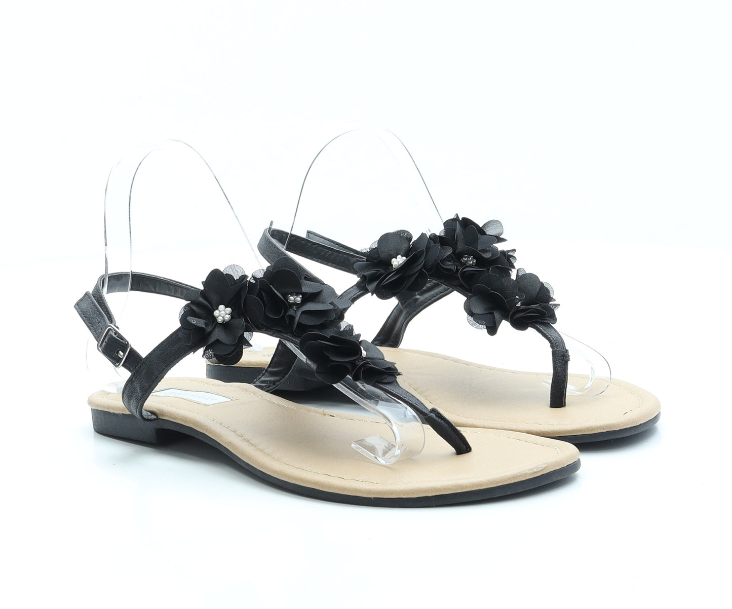 Primark Womens Black Polyester Slingback Sandal UK 7 EUR 40 US 9