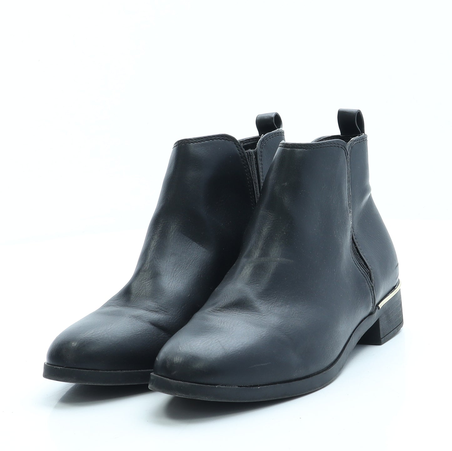 Primark Womens Black Faux Leather Chelsea Boot UK 4 EUR 37 US 6 - Wide Fit