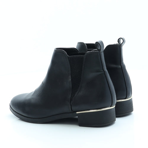 Primark Womens Black Faux Leather Chelsea Boot UK 4 EUR 37 US 6 - Wide Fit