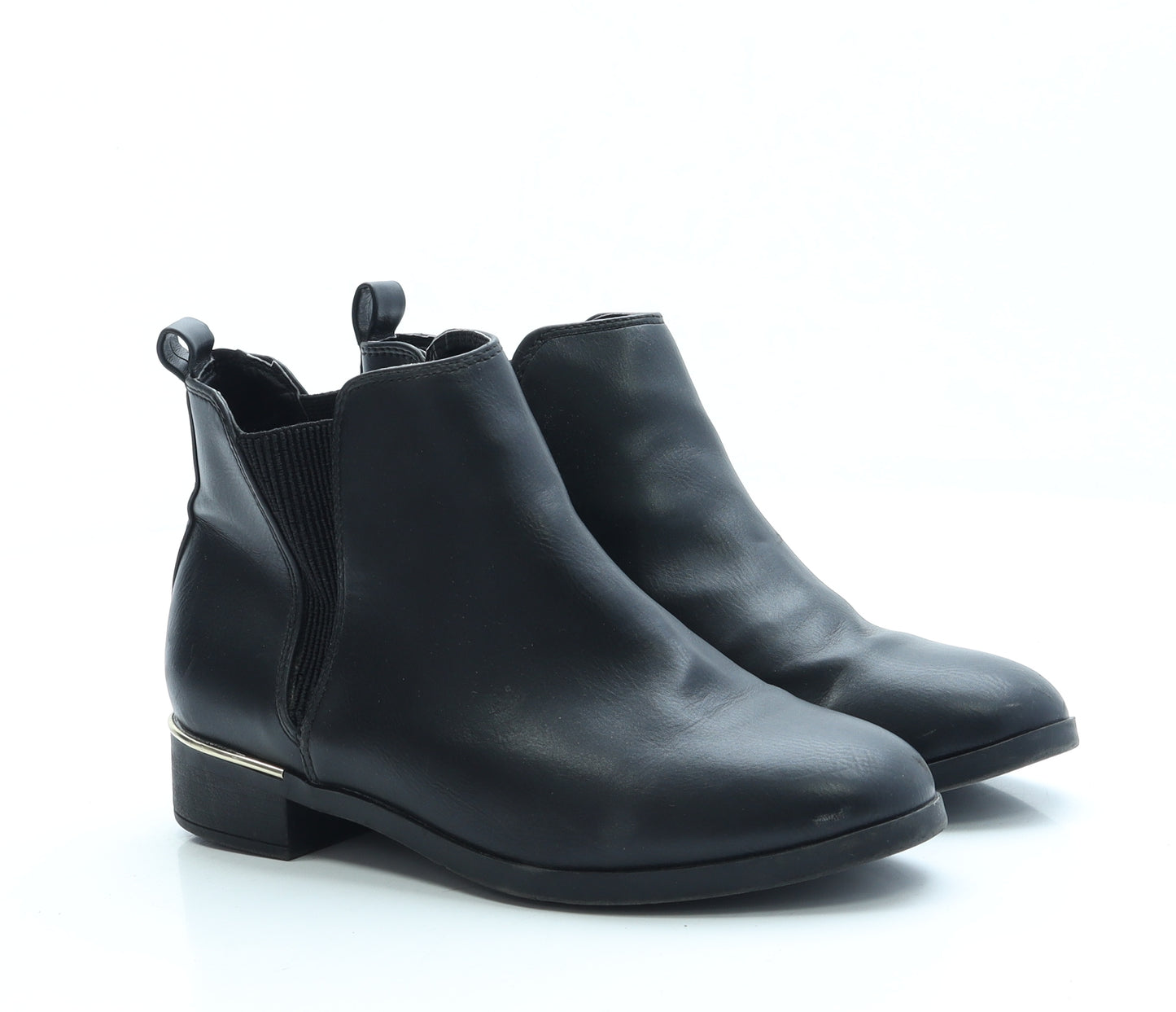 Primark Womens Black Faux Leather Chelsea Boot UK 4 EUR 37 US 6 - Wide Fit