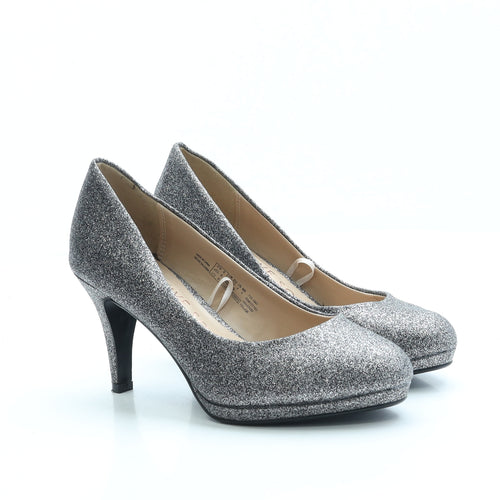 F&F Womens Grey Polyester Court Heel UK 4 EUR 37