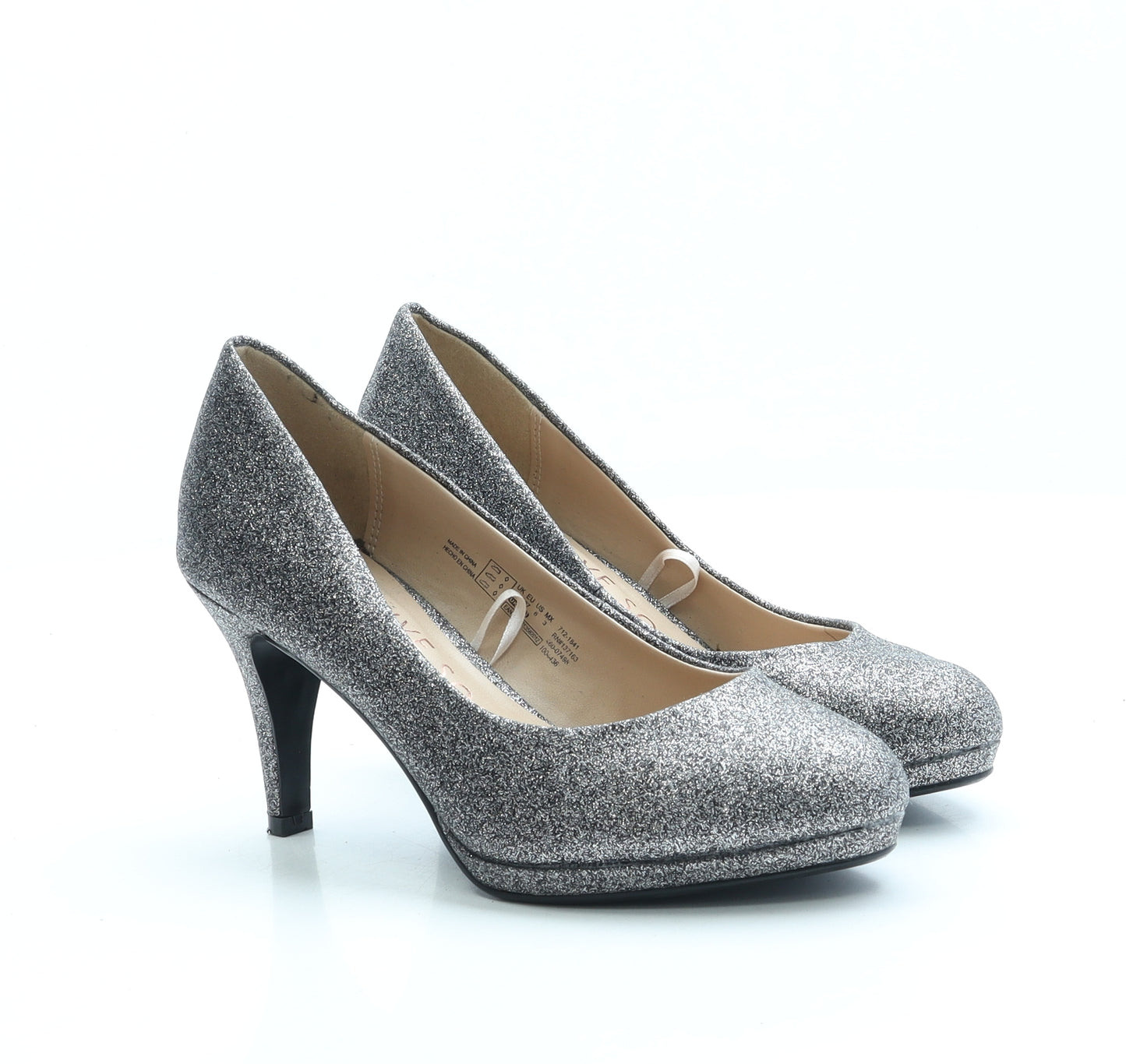 F&F Womens Grey Polyester Court Heel UK 4 EUR 37