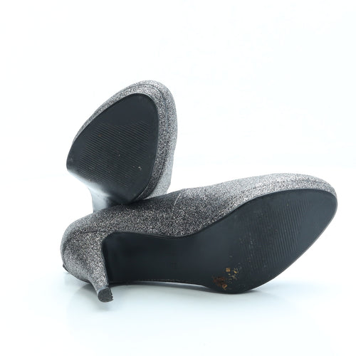 F&F Womens Grey Polyester Court Heel UK 4 EUR 37