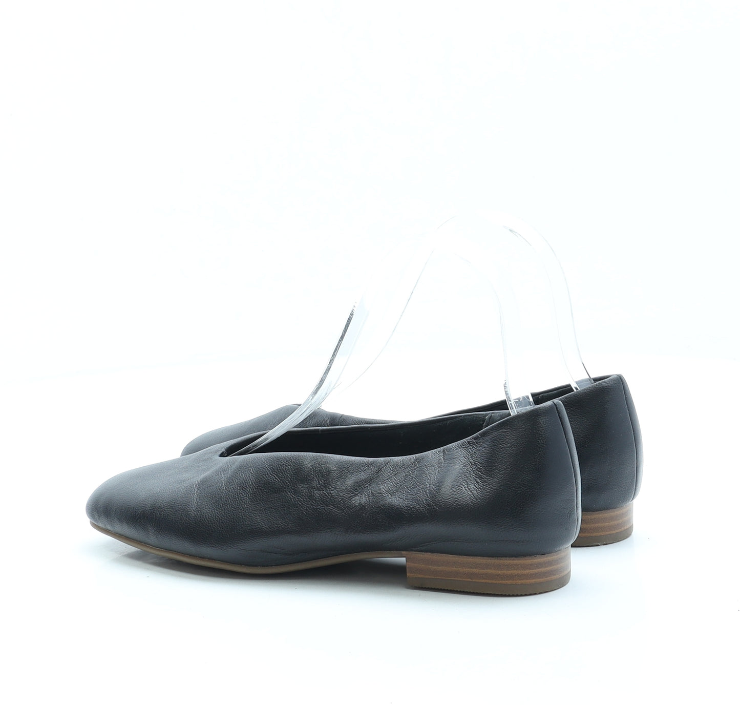 Marks and Spencer Womens Black Leather Slip On Flat UK 3.5