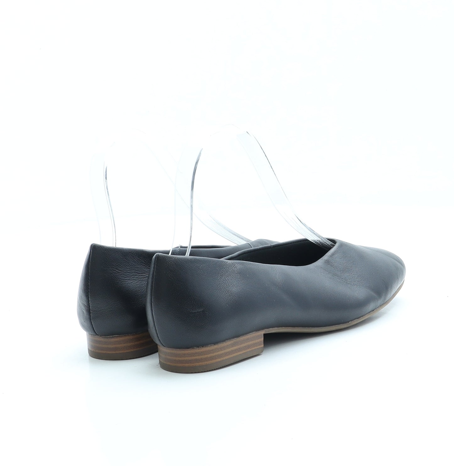 Marks and Spencer Womens Black Leather Slip On Flat UK 3.5