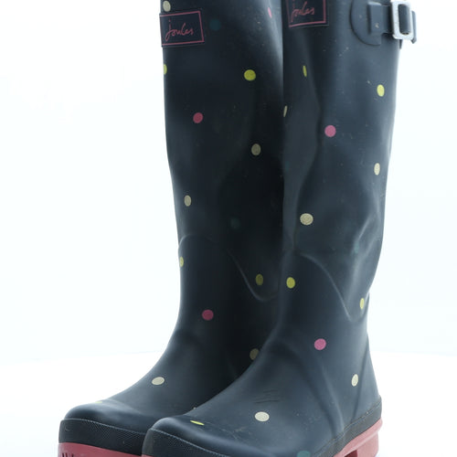 Jules Womens Blue Polka Dot Rubber Wellies Boot UK 4 EUR 37
