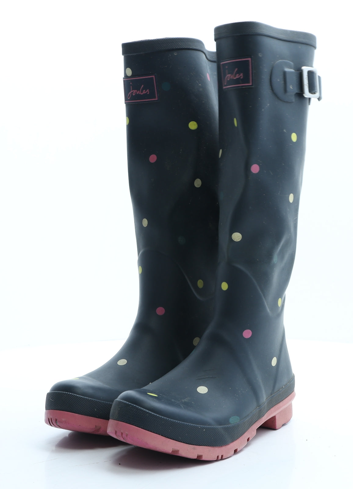 Jules Womens Blue Polka Dot Rubber Wellies Boot UK 4 EUR 37