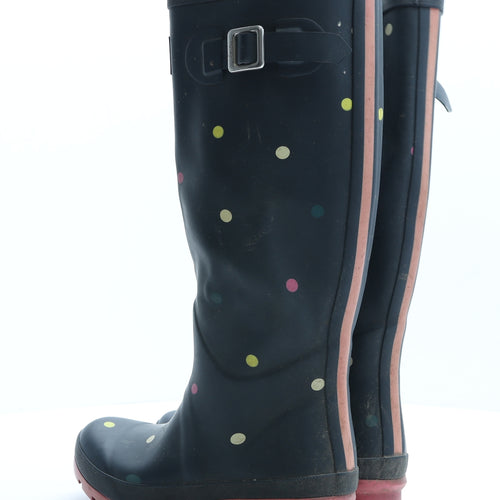Jules Womens Blue Polka Dot Rubber Wellies Boot UK 4 EUR 37