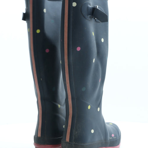 Jules Womens Blue Polka Dot Rubber Wellies Boot UK 4 EUR 37