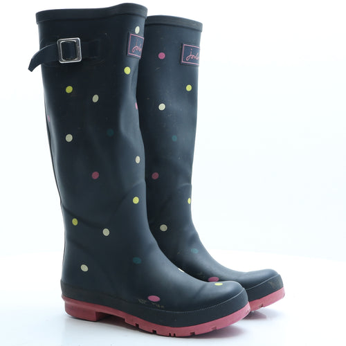 Jules Womens Blue Polka Dot Rubber Wellies Boot UK 4 EUR 37
