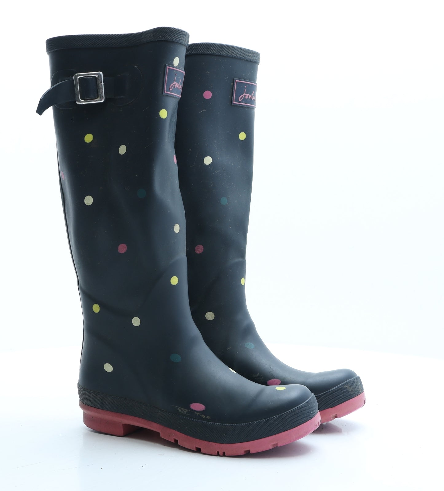 Jules Womens Blue Polka Dot Rubber Wellies Boot UK 4 EUR 37
