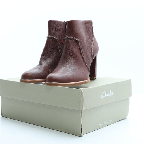 Clarks Womens Brown Leather Bootie Boot UK 6