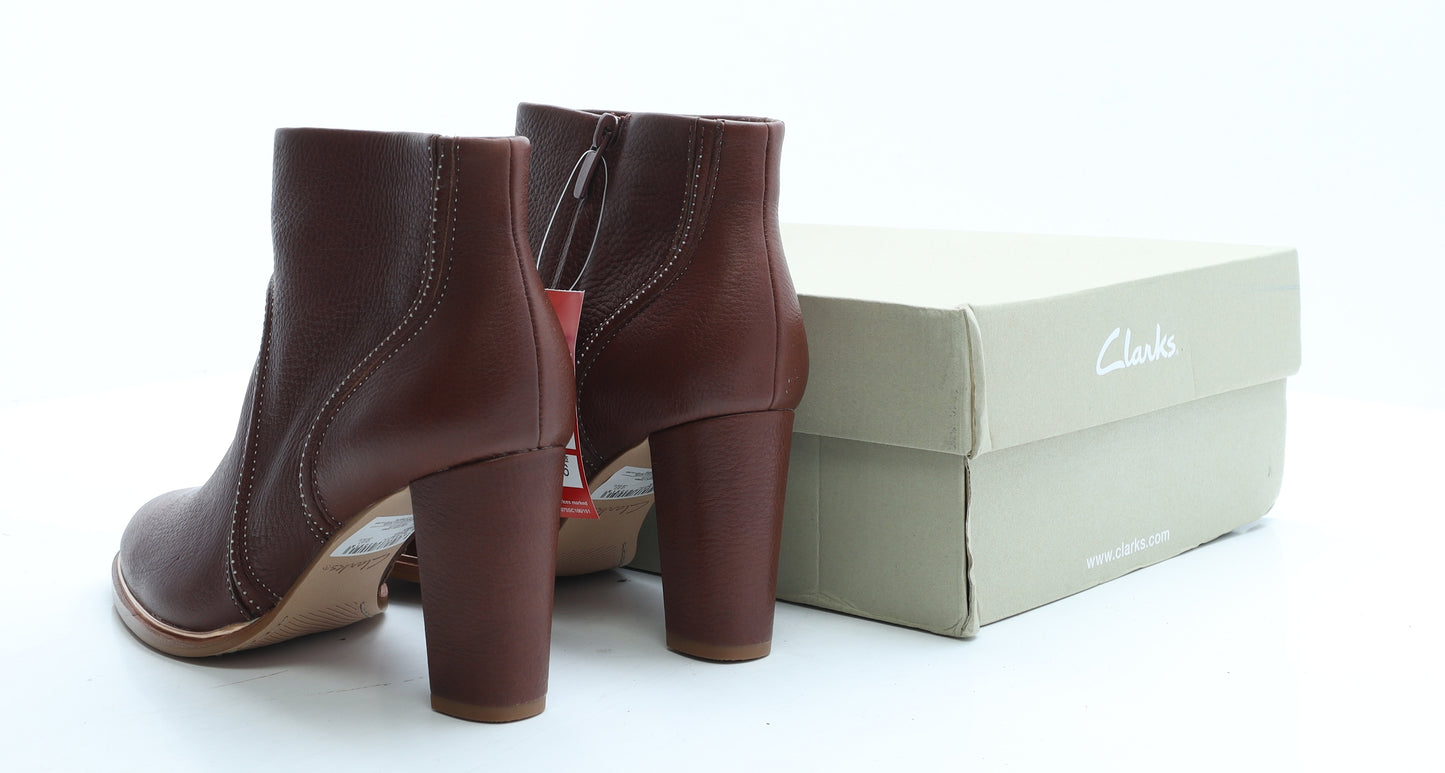 Clarks Womens Brown Leather Bootie Boot UK 6
