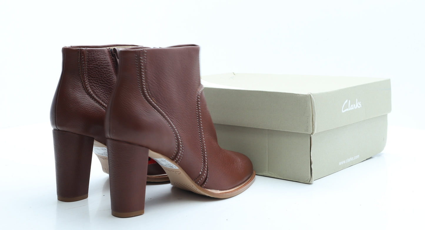 Clarks Womens Brown Leather Bootie Boot UK 6