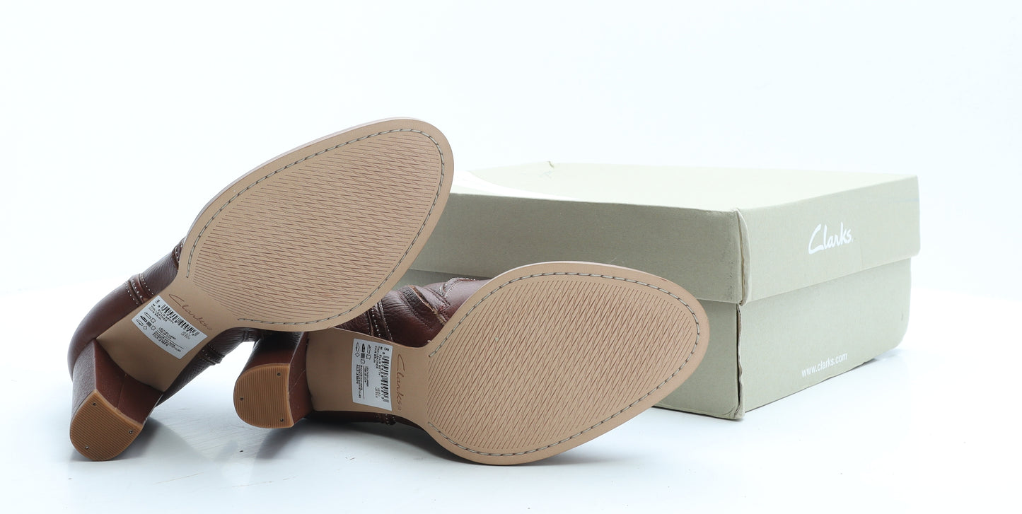 Clarks Womens Brown Leather Bootie Boot UK 6