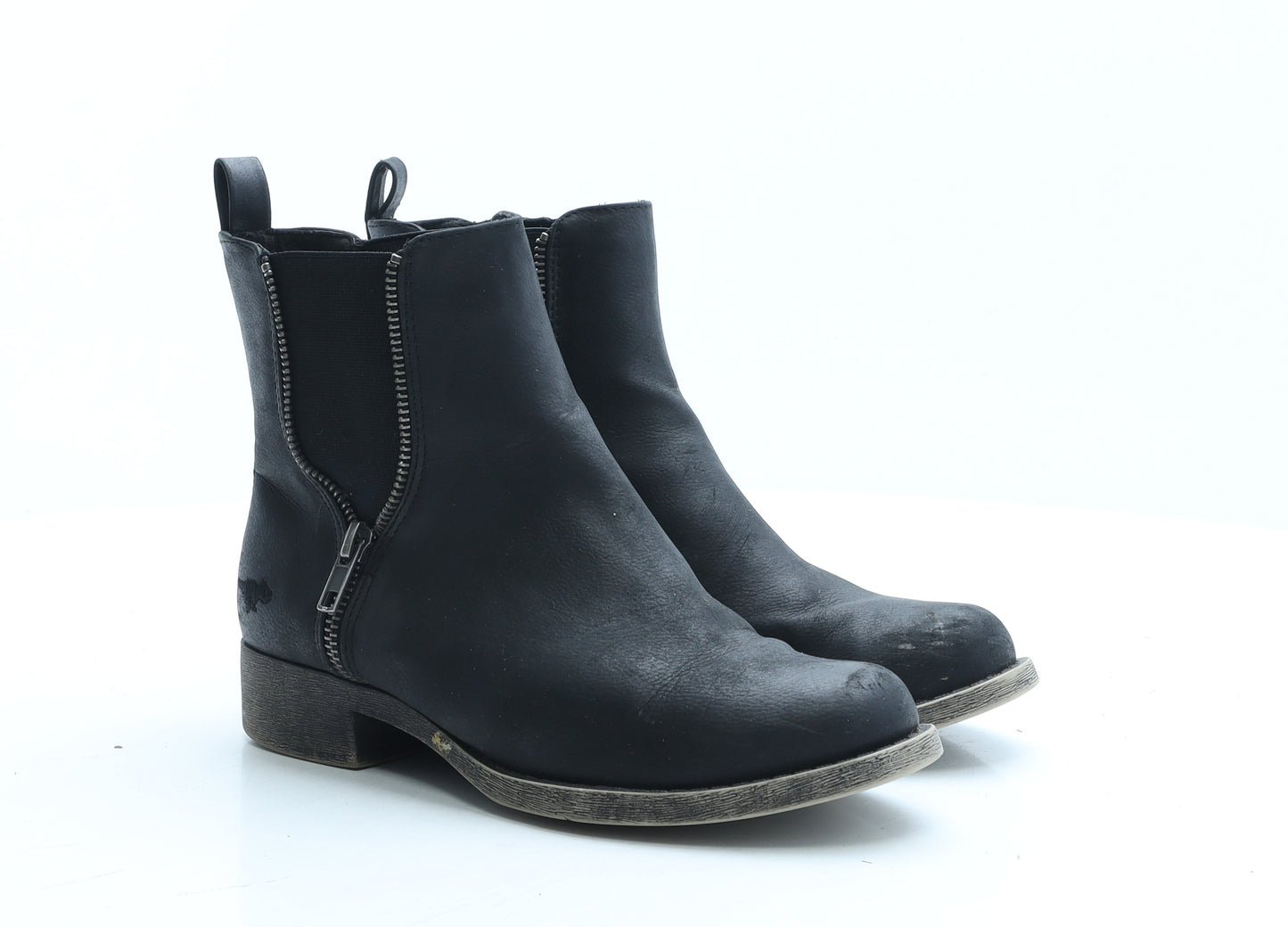Pocketdog Womens Black Leather Bootie Boot UK 4 EUR 37