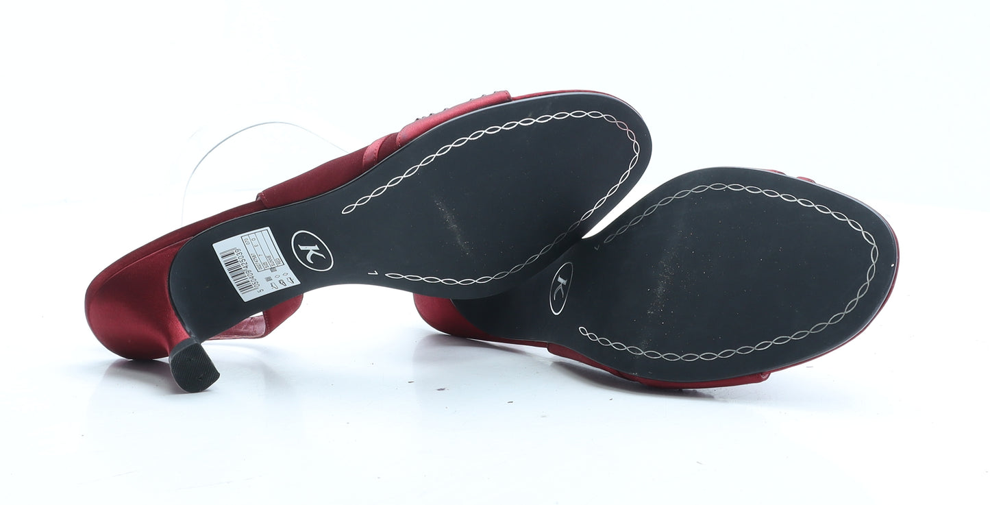 K. Womens Red Polyester Slingback Heel UK 7