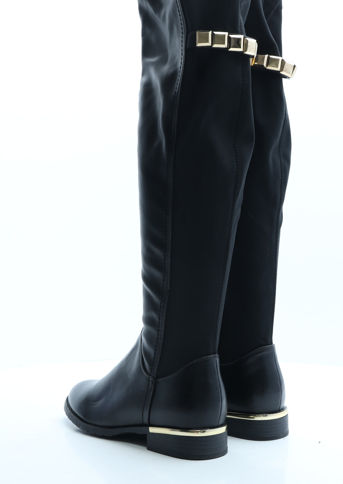 Preworn Womens Black Faux Leather Slip On Boot UK 5 EUR 38