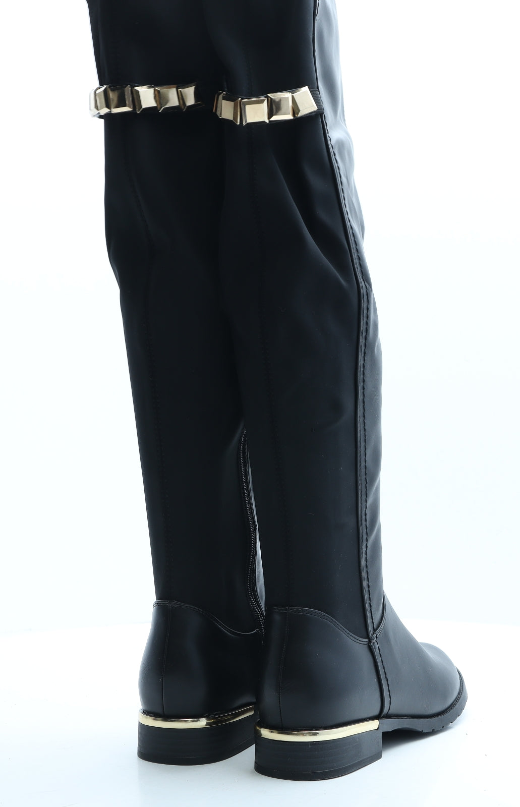 Preworn Womens Black Faux Leather Slip On Boot UK 5 EUR 38