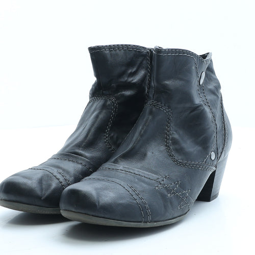 Preworn Womens Black Faux Leather Bootie Boot UK 5 EUR 38