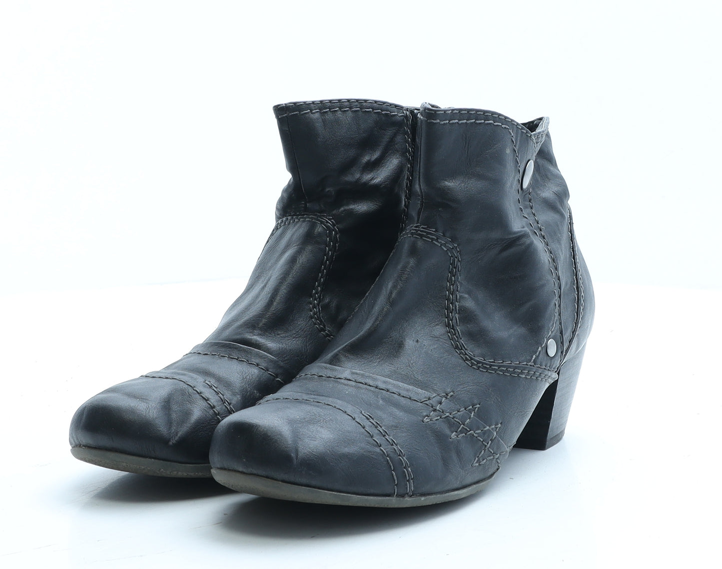 Preworn Womens Black Faux Leather Bootie Boot UK 5 EUR 38