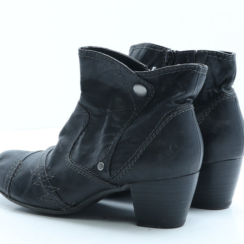 Preworn Womens Black Faux Leather Bootie Boot UK 5 EUR 38