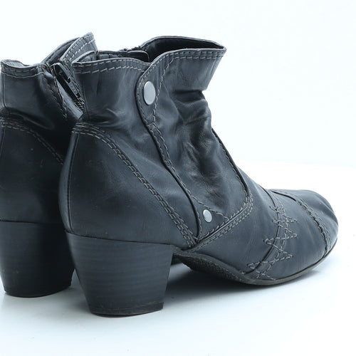 Preworn Womens Black Faux Leather Bootie Boot UK 5 EUR 38