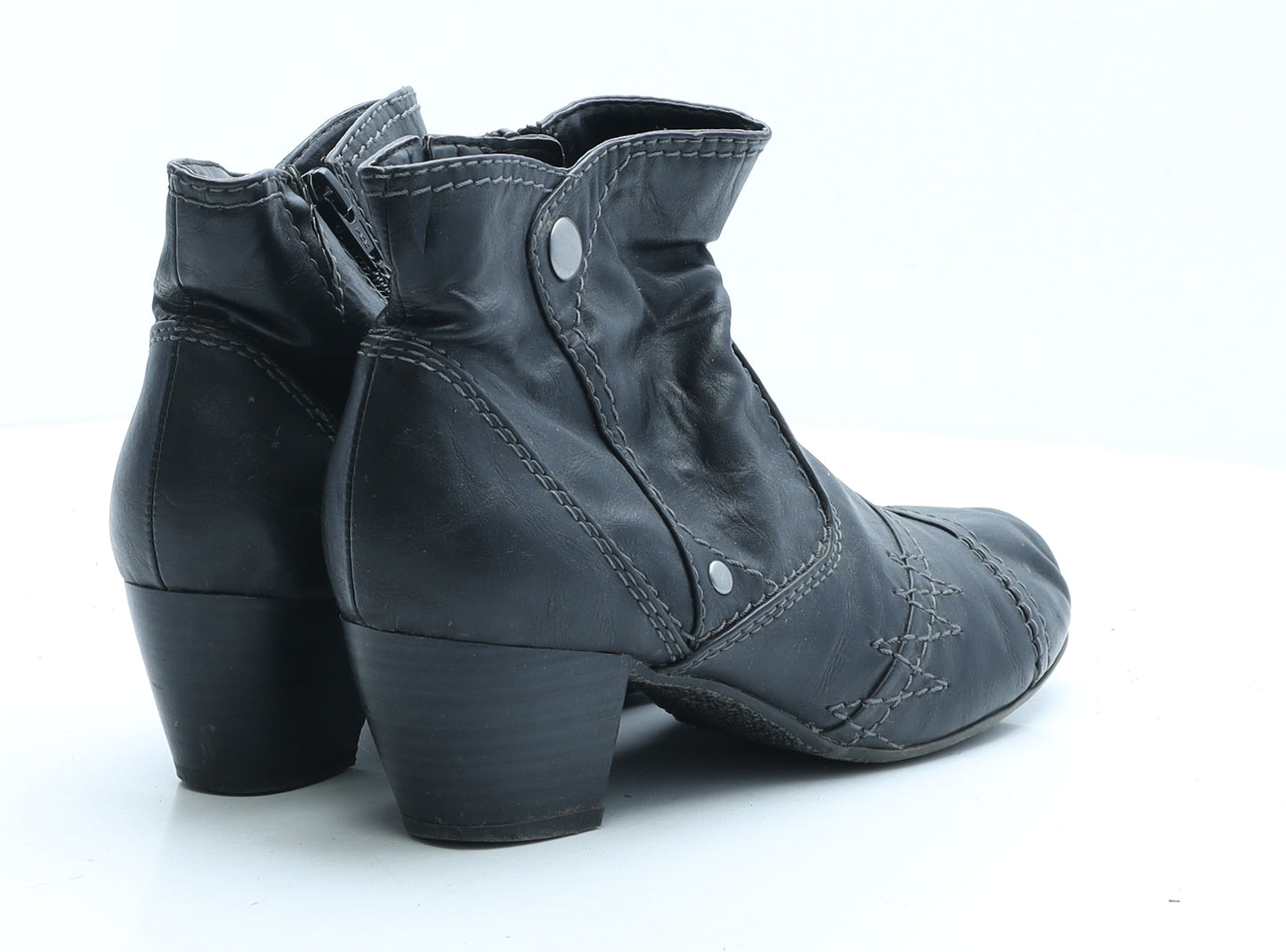 Preworn Womens Black Faux Leather Bootie Boot UK 5 EUR 38