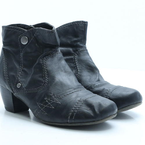 Preworn Womens Black Faux Leather Bootie Boot UK 5 EUR 38