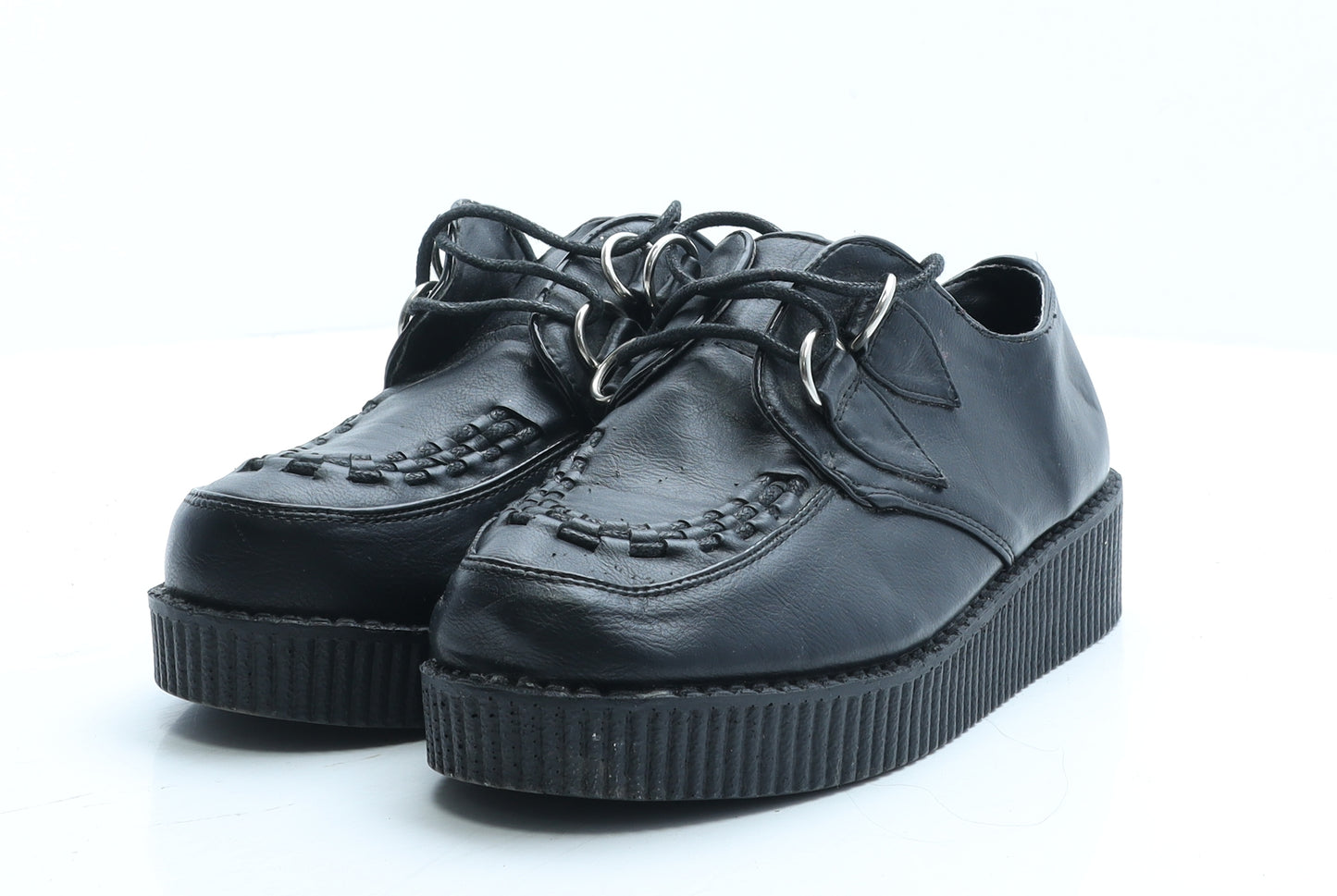 Spot On Womens Black Faux Leather Boat Shoe Flat UK 5 EUR 38