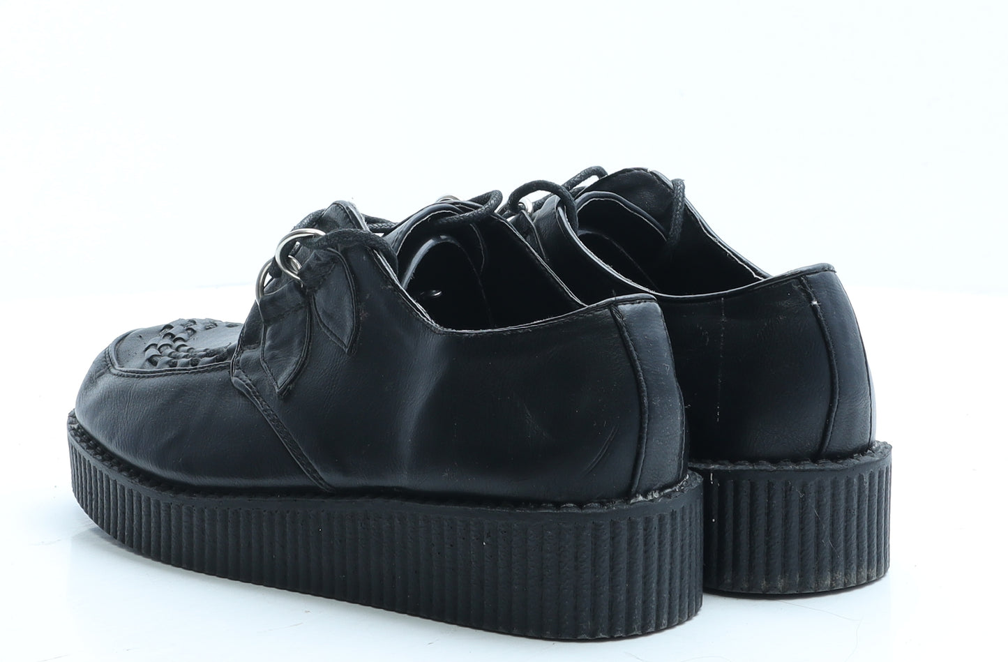 Spot On Womens Black Faux Leather Boat Shoe Flat UK 5 EUR 38