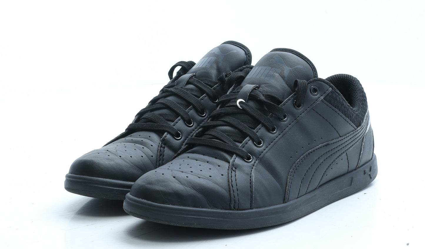 PUMA Womens Black Faux Leather Trainer UK 5 EUR 38