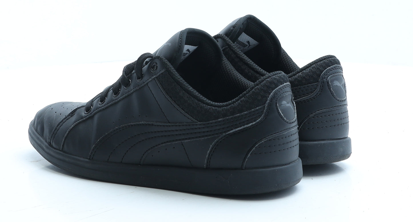 PUMA Womens Black Faux Leather Trainer UK 5 EUR 38