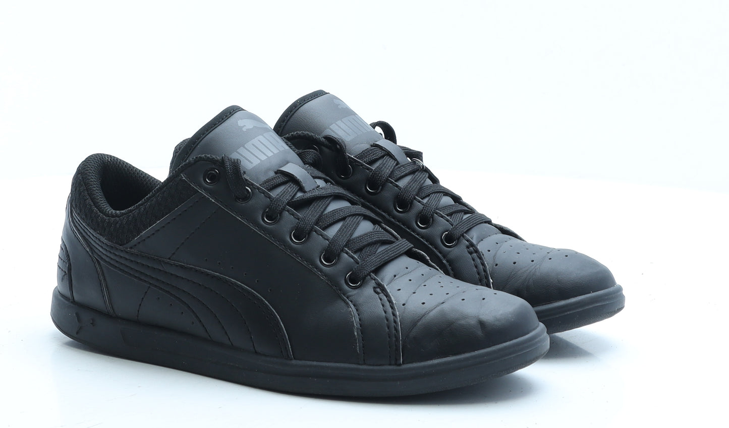 PUMA Womens Black Faux Leather Trainer UK 5 EUR 38