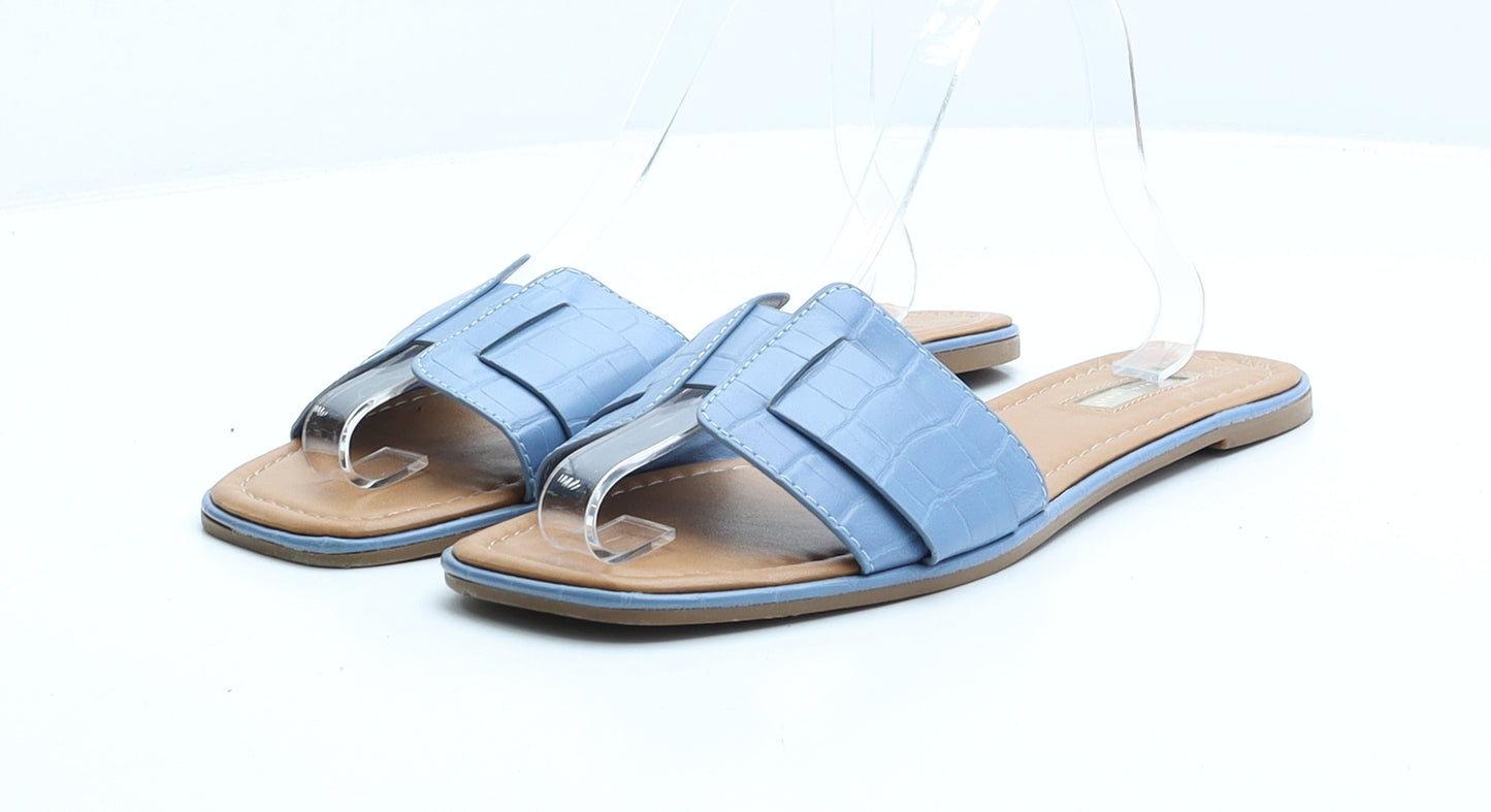 Primark Womens Blue Faux Leather Flat Sandal UK 6 EUR 39