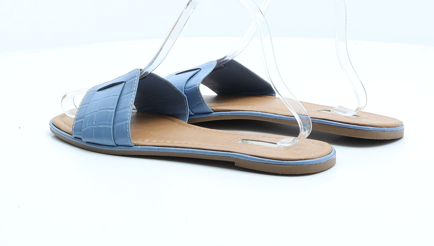 Primark Womens Blue Faux Leather Flat Sandal UK 6 EUR 39