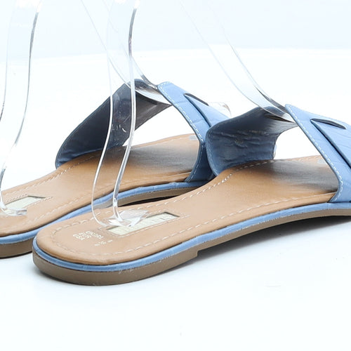 Primark Womens Blue Faux Leather Flat Sandal UK 6 EUR 39