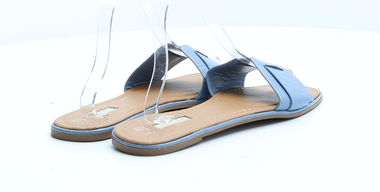 Primark Womens Blue Faux Leather Flat Sandal UK 6 EUR 39