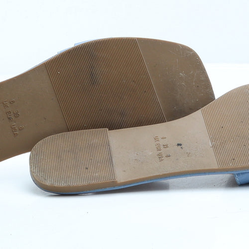 Primark Womens Blue Faux Leather Flat Sandal UK 6 EUR 39