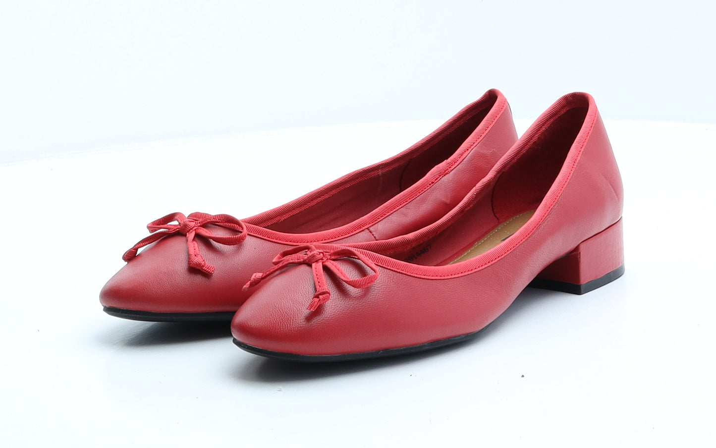 Marks and Spencer Womens Red Leather Court Heel UK 5.5 EUR 38.5